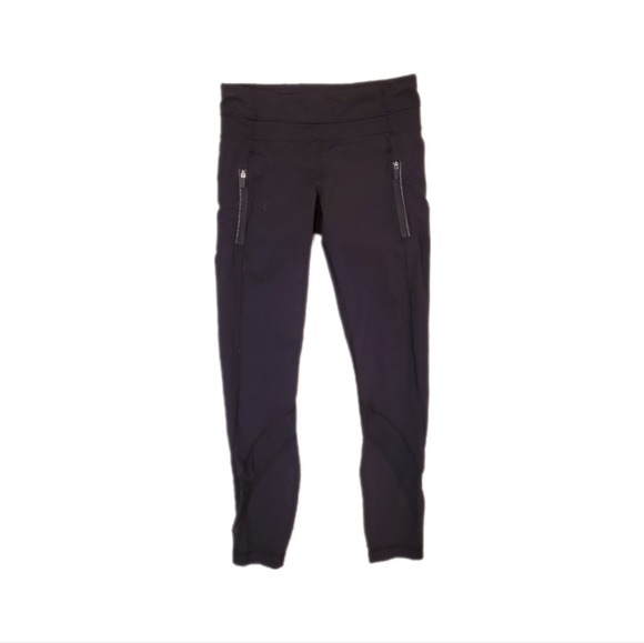 Lululemon Women's Black Crop Inspire Tight II Workout Run‎ Leggings 4 - Picture 1 of 7